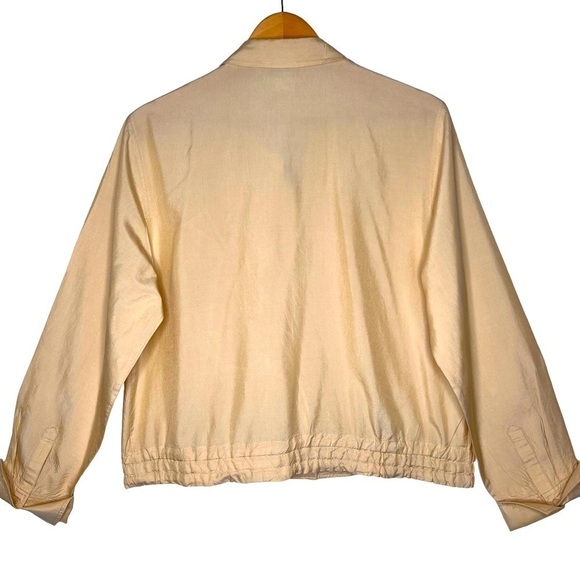 Y2K Neiman Marcus Silk Blend Jacket Yellow Size 16 XL Ribbed Hem Button Placket - Picture 2 of 13